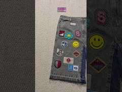 カスタム刺繍パッチロゴ バギーショーツ ストリートウェア 高品質 ローヘム ヴィンテージデニムジーンズショーツ
