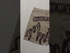 カスタム 2025年新作 ショートパンツ ジーンズ ストリートウェア ハイウエスト ヴィンテージ ストーンウォッシュ ラインストーン バギー オーバーサイズ