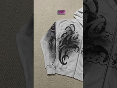 カスタム 3D 刺身 汚い洗濯 DTG プリント 500 Gsm ヴィンテージ フーディ ボックスフィット ラインストーン フランステール