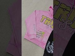 カスタムDTGスクリーン印刷 ボクシー ヘビーウェイト ジッパー ジャケット コットン ダメージ加工 ラインストーン ジップアップ メンズ H