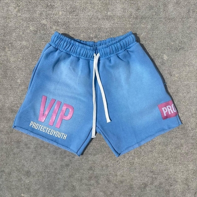 購入 カスタムパフプリント ロゴ アシド ウォッシュ ショート コットン フリース ジッパー ポケット 男性用 スウェット ショート online manufacture