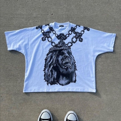 購入 ストリートウェア グラフィックデザイン 300Gsm 男 サイズ超 カットされた箱型Tシャツ online manufacture