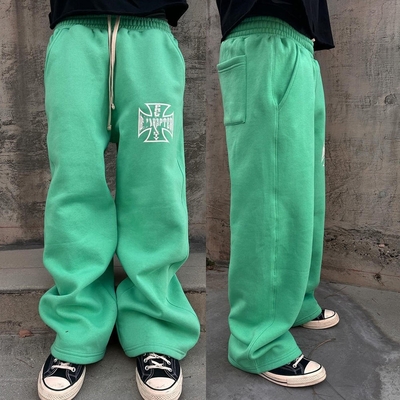 購入 ストリートスタイル カスタムロゴ アシドウォッシュ スウェットパンツ online manufacture