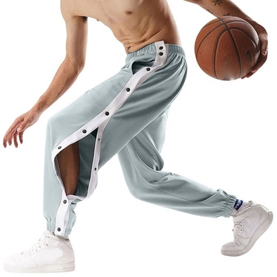 購入 カスタム 男性のサイドボタン ストライプバスケトレーニング ポリエステル オープンレッグ スウェットパンツ online manufacture