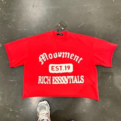 購入 100% 綿 ストレステッド アップリケ 刺身 パーチ 男性用 日常用Tシャツ online manufacture