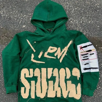 購入 カスタム 420 gsm 男性用ストリートウェア フーディ パッチ刺身 ヴィンテージ アシドウォッシュデザイン online manufacture