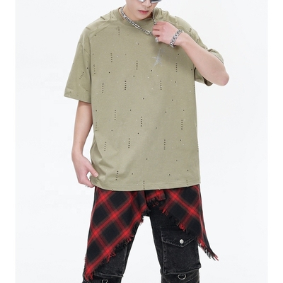 購入 240gsm コットン オーバーサイズのグリッター 男性用Tシャツ ラグラン袖 online manufacture