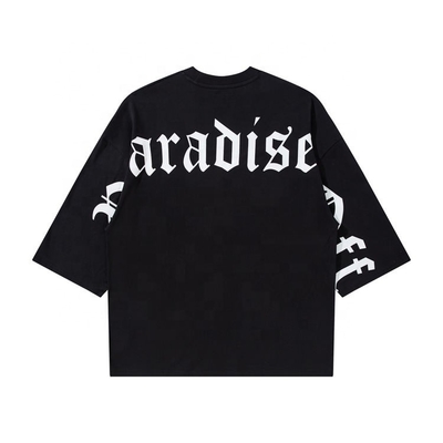 購入 カスタムTシャツ オーバーサイズの3/4 ボキシフィット ドロップ肩 ゴシック文字印刷 online manufacture