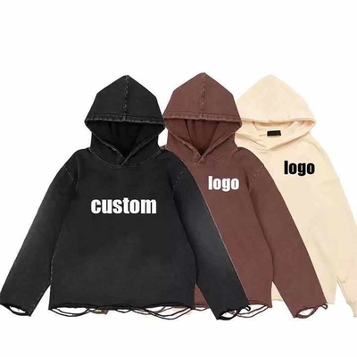 購入 コットン オーダーメイド ロゴ ヴィンテージ 苦悩 酸 洗濯 ゆるく カット フーディ 男性 ストリートウェア online manufacture