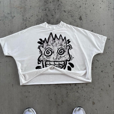 購入 300gsm オーバーサイズの重量100%綿Tシャツ カスタムプリント ボックスフィット クロップTシャツ online manufacture