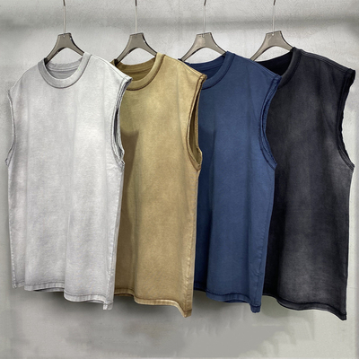 購入 ヒップホップスタイルの 透ける サイズ超大 袖のないTシャツ 男性用 ヴィンテージ online manufacture
