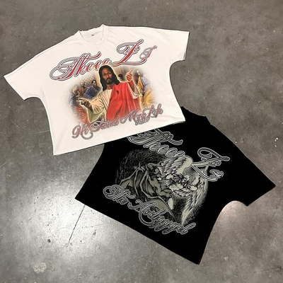 購入 DTG プリント ロゴ ヒップホップ ストリートウェア Tシャツ 男性 女性 ヘビーウェイト コットン online manufacture