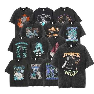 購入 100% 綿 男性 酸洗い Tシャツ DTG 印刷 大型 石洗い ストリートウェア Tシャツ online manufacture