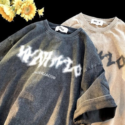 購入 カスタマイズされたラベル 厚い綿 男性Tシャツ グラフィック印刷 酸洗浄 ヴィンテージTシャツ online manufacture