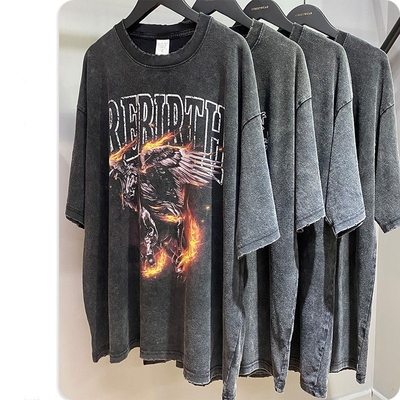 購入 カスタムTシャツメンズ シルクスクリーン印刷 オーバーサイズのヴィンテージ 苦しい酸洗濯Tシャツ S-5XL online manufacture