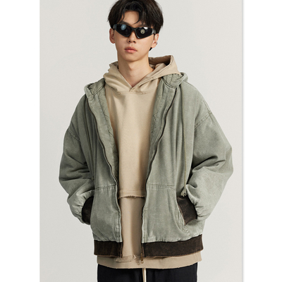 購入 カスタム ロゴ 冬 ヴィンテージ ファッション 男性 オーバーサイズ クイルト 綿 フーディ ジャケット コート online manufacture