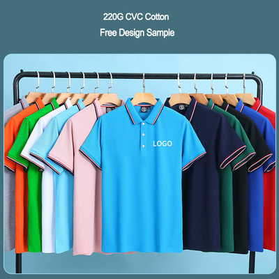 購入 シルクスクリーン印刷 カスタムロゴ 固い色 シンプル 空白 プライム CVC コットン ポロシャツ online manufacture