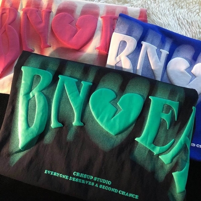 購入 220gsm 100%綿 柔らかいユニセックスTシャツ ストリートウェア 丸い首 3DパフプリントTシャツ 男性 online manufacture