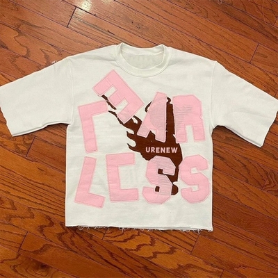 購入 男性のオーバーサイズのTシャツTシャツ 痛感刺身パッチ ヒップホップスタイル 酸洗い online manufacture