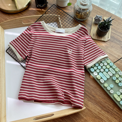 購入 オーダーメイド 刺身 ロゴ 柔軟な編み短Tシャツ Y2k ファッションでホットな女の子のために online manufacture