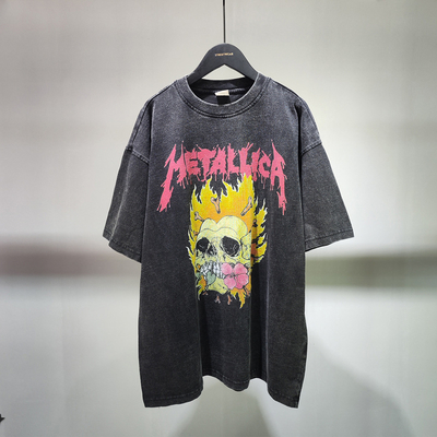 購入 黒酸洗剤 ユニセックス カスタム ロゴ DTG プリント ドロップ ショルダー ヴィンテージ コットン用Tシャツ online manufacture