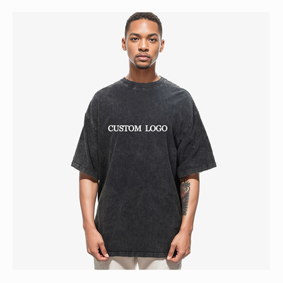 購入 カスタムTシャツ260gsm100%綿 ストリートウェア ヒップホップ 青い酸洗濯 ヴィンテージTシャツ online manufacture