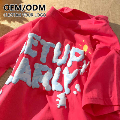 購入 重綿 シンプル グラフィック オーバーサイズ 泡スリーンのスクリーン印刷 オーダーメイドロゴ付き 男性Tシャツ online manufacture