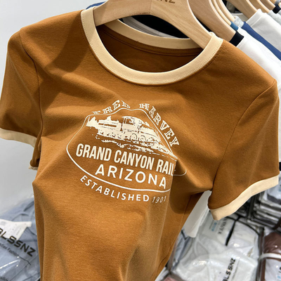 購入 アメリカンカラー ヴィンテージ コントラスト 短袖Tシャツ S-2XL またはサイズをカスタマイズ online manufacture