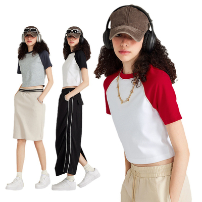 購入 ヴィンテージコントラスト ラグラン 袖 野球Tシャツ アメリカンストリートウェア ホット 女性のスタイル online manufacture