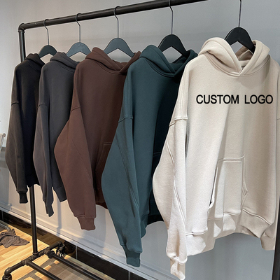 購入 厚いフレンチテリーフリース 男性の大きなオーバーサイズのフーディ ドロップブラウングレー 肩フーディ スタイルのプルーカー online manufacture