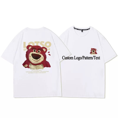 購入 ストロベリー・ベア 白い 女性Tシャツ 95% コットン 短袖 フロー プリント オーバーサイズのTシャツ online manufacture