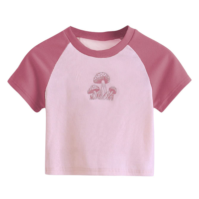 購入 パターンをカスタマイズ タイプ 短袖Tシャツ 女性 ピンク プリント キノコ セクシー カジュアル online manufacture