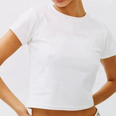 購入 女性用薄白シャツ コットン 透けるTシャツ ショート トップ クルー ネック ニット 人気 online manufacture