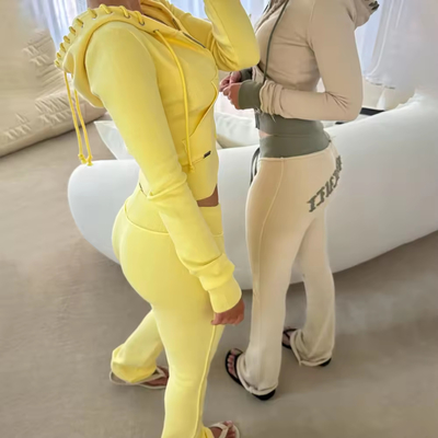 購入 カスタム コットン ニット Y2k フラワード ジョギング スポーツスーツ 女性 カット スリム フィット スキニー ストレスト スウェットスーツ 女性 online manufacture