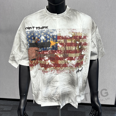 購入 カスタム ストリートウェア カラー ブロック パネル 縫製 箱型 困ったTシャツ 男 陽が消えたTシャツ パッチワーク online manufacture