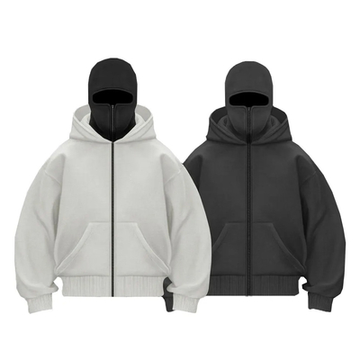購入 メーカー 重厚の綿パッチワーク ダブルフード フルジップアップ バラクラバ フーディ カスタム 忍者 仮面 男性 フーディ online manufacture