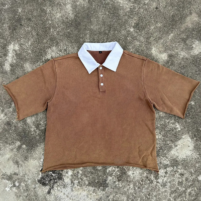購入 高品質 メーカー 100% 綿 ヴィンテージ アシド ウォッシュ ボックス カット Tシャツ カスタム ホーム 短袖 ポロシャツ 男性用 online manufacture