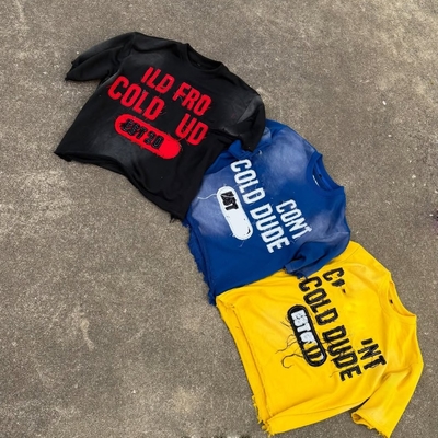 購入 Tシャツメーカー カスタムアシッドウォッシュ サンフェード ダメージ加工 刺繍入り メンズ用 100%コットン ボクシー ヴィンテージ クロップドTシャツ online manufacture