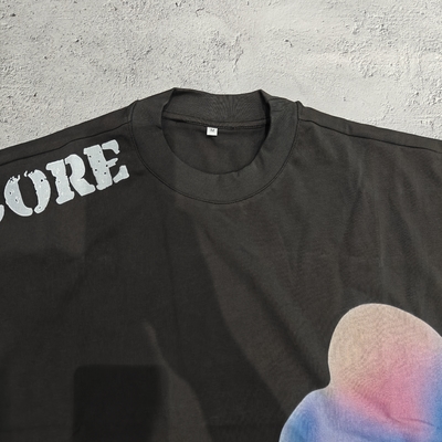 購入 カスタマイズされたプリントプレミアム240gsmコットンTシャツ、クルーネック、オーバーサイズカット、ラフヘム、ボックスクロップドTシャツ（男性用） online manufacture