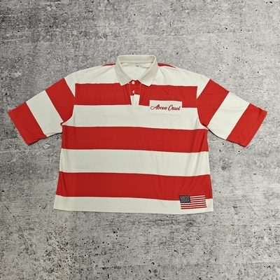 購入 ラグビー レトロ フットボール ラペル オーバーサイズ Tシャツ ボクシー クロップド t シャツ メーカー ボタンアップ 100% コットン ストライプ ポロシャツ online manufacture