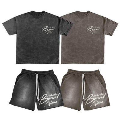 カスタマイズされたラベル アンチ静止 夏2点 グラフィック Tシャツとショートパンツ 男性用セット