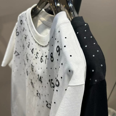 オーバーサイズ ヴィンテージ ヘビーウェイト ラインストーン Tシャツ 黒 男性 女性 カスタム 100% コットン 260Gsm