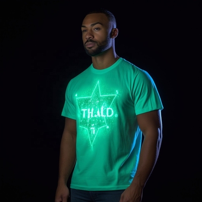 カスタムプリント 綿 反射型 筋筋がしっかりした 男性用 Tシャツ 暗闇で輝く