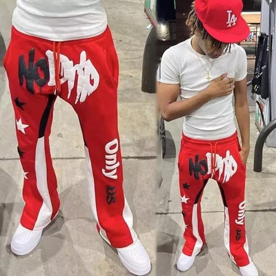 レッドフラワー スウェットパンツ 男性 アンチ静止 ジョギング トラック スウェットパンツ ヴィンテージスタイル パフ印刷