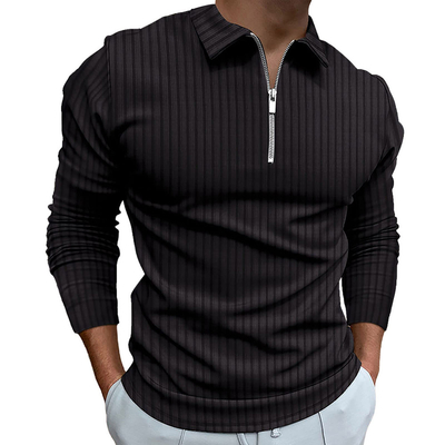 男性用 オーダーメイド ポーロTシャツ 豪華 半 Zip 上 ネック リブド ビジネス 休憩Tシャツ