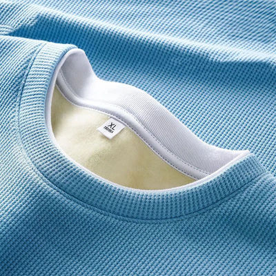 コラー O ネック カスタム 男性 フリース 厚い暖かいTシャツ 柔らかい綿とスリムフィット