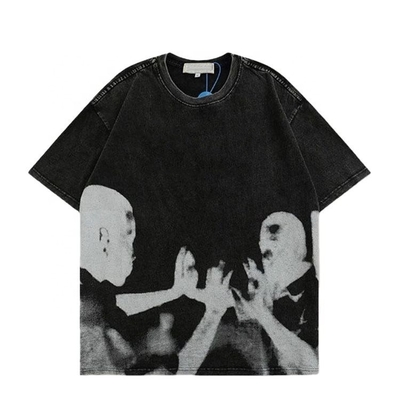 200gm 300gm 400gm 男性用デジタルプリント ヴィンテージ 酸洗いTシャツ カスタムロゴデザイン