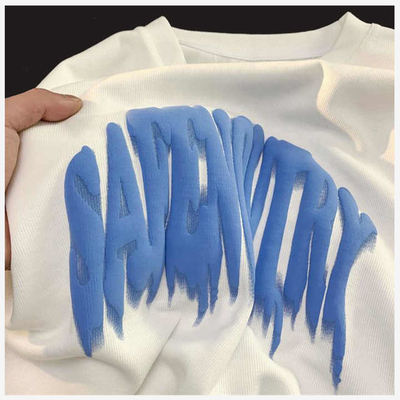 カスタム ロゴ 3D 泡パフ プリント グラフィック Tシャツ スーピマ コットン 男性ストリートウェア