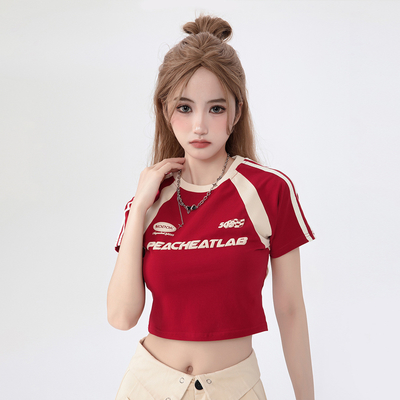 織り方法 ニットY2Kスタイル カスタム ヴィンテージ ガールズ レター 3D スクリーンパフプリント Tシャツ