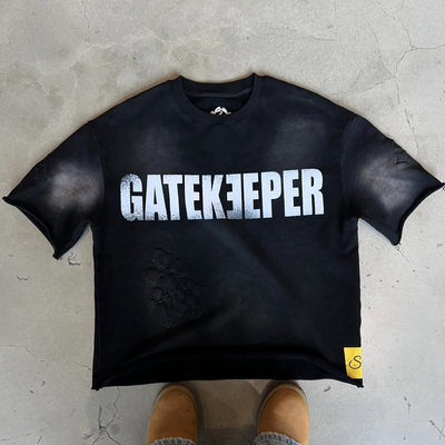 カスタム 偽装 ネックシャツ ロゴ ボックスフィット カット&シュー サイズ超Tシャツ 300Gsm 男性 カットTシャツ ストリートウェア